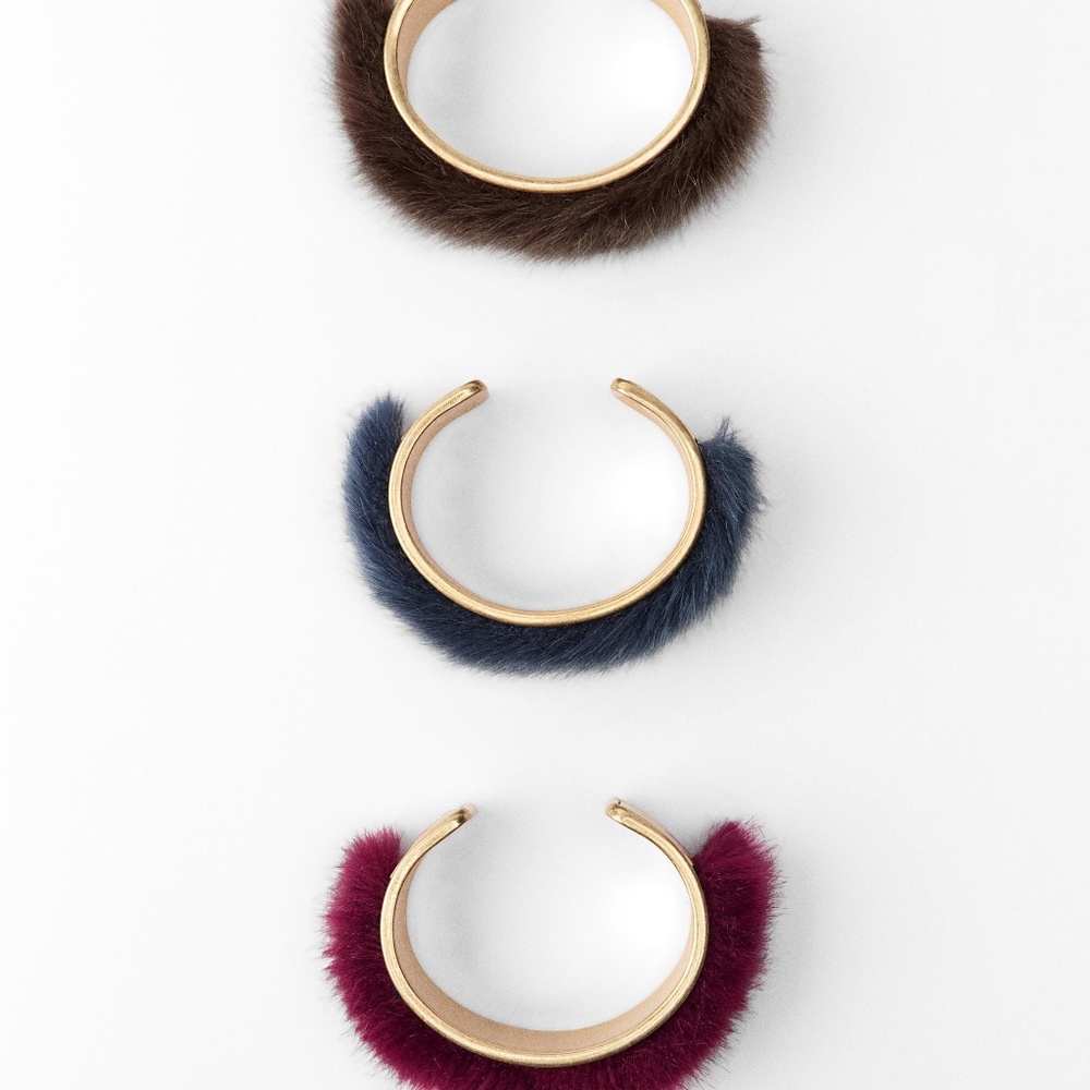 ara pack of three fur armbands bracelets limited edition NWT